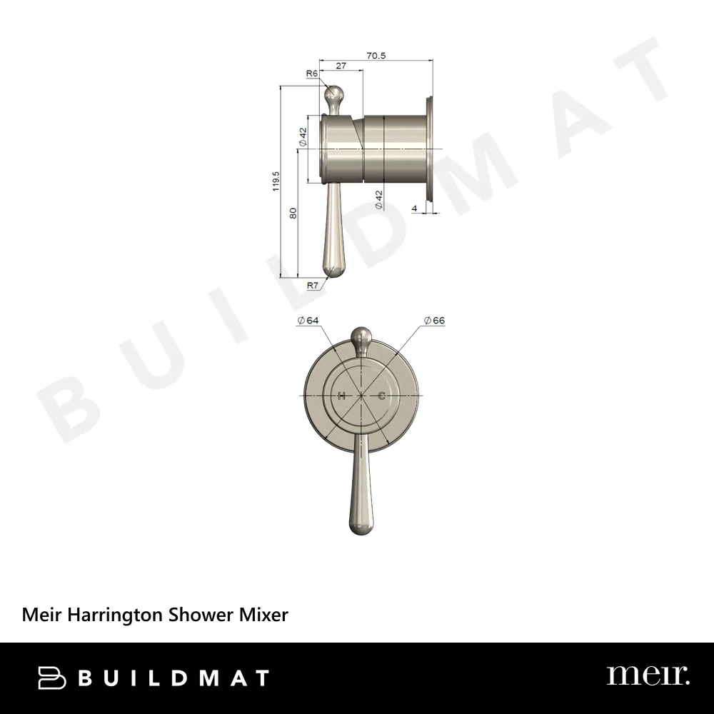 Meir Harrington Shower Mixer (Complete Kit) Brushed Nickel - Image 4