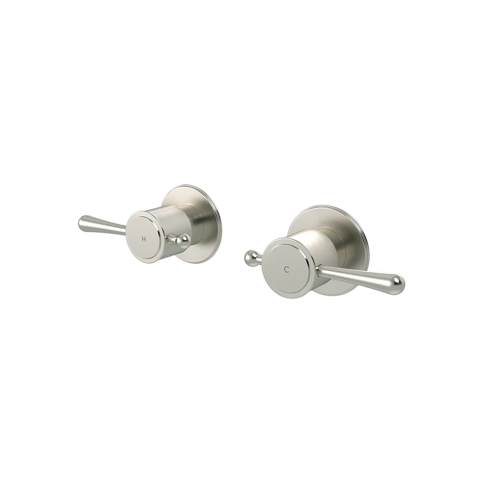 Meir Harrington Wall Tap Set With Lever Handle Brushed Nickel