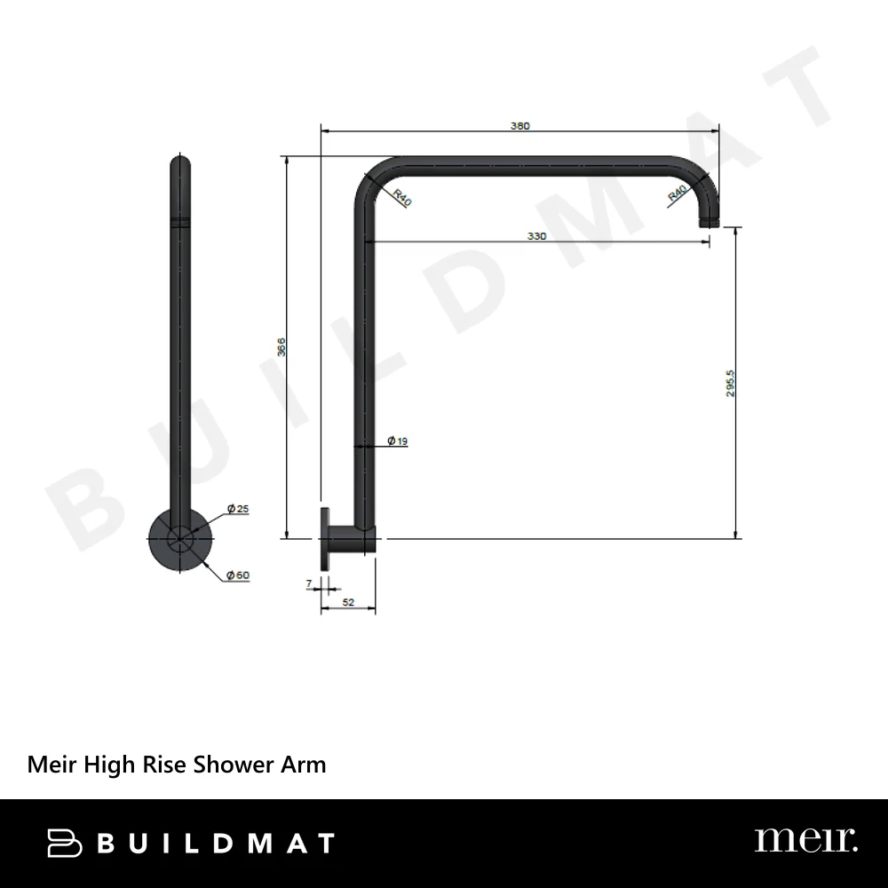 Meir High Rise Shower Arm Matte Black - Image 4