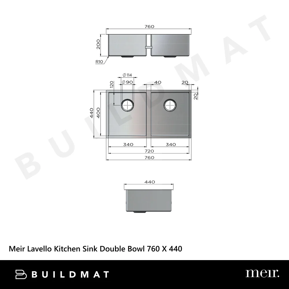 Meir Kitchen Sink Double Bowl 760 X 440 Tiger Bronze - Image 4