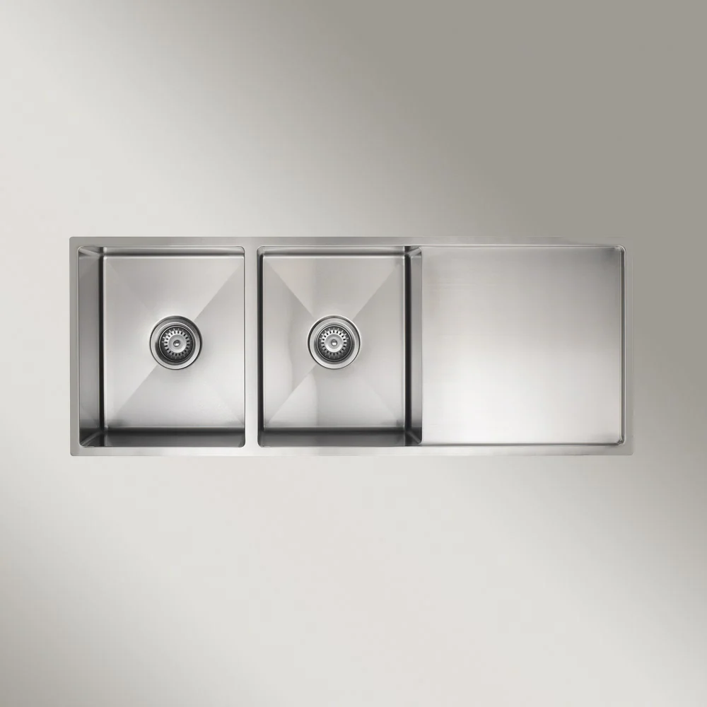 Meir Kitchen Sink Double Bowl And Drainboard 1160 X 440 Brushed Nickel - Image 2