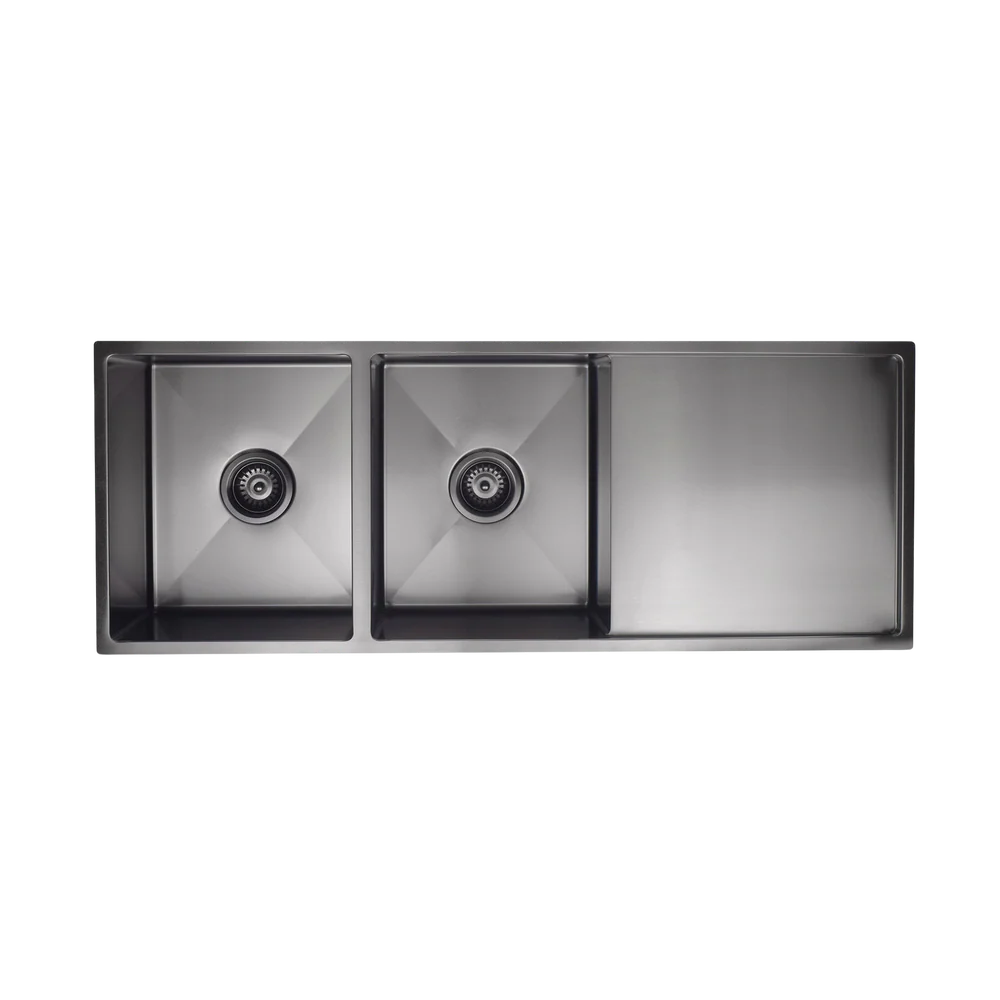 Meir Kitchen Sink Double Bowl And Drainboard 1160 X 440 Shadow Gunmetal - Image 3