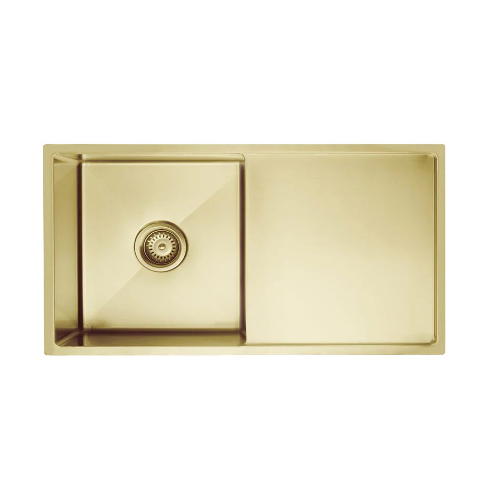 Meir Kitchen Sink Single Bowl And Drainboard 840 X 440 Tiger Bronze