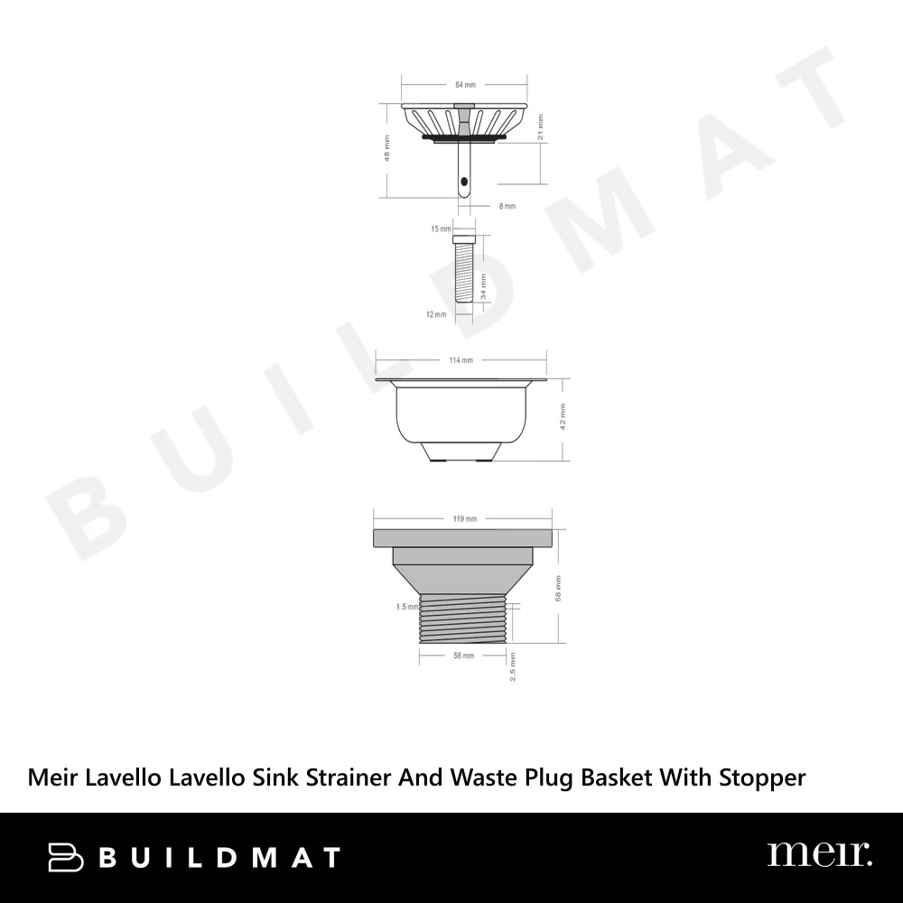 Meir Lavello Lavello Sink Strainer And Waste Plug Basket With Stopper Shadow Gunmetal - Image 4