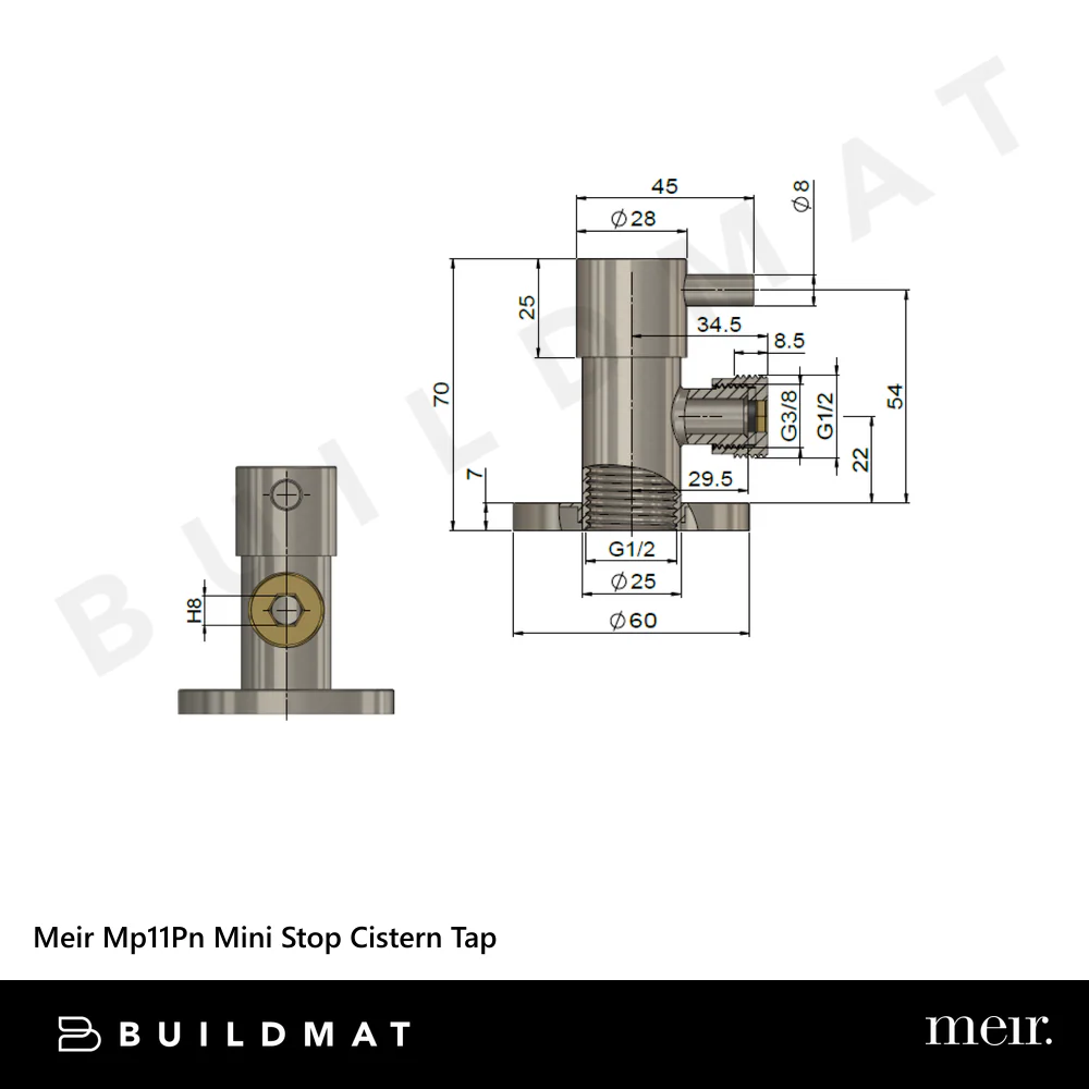 Meir Mini Stop Cistern Tap Polished Chrome - Image 4
