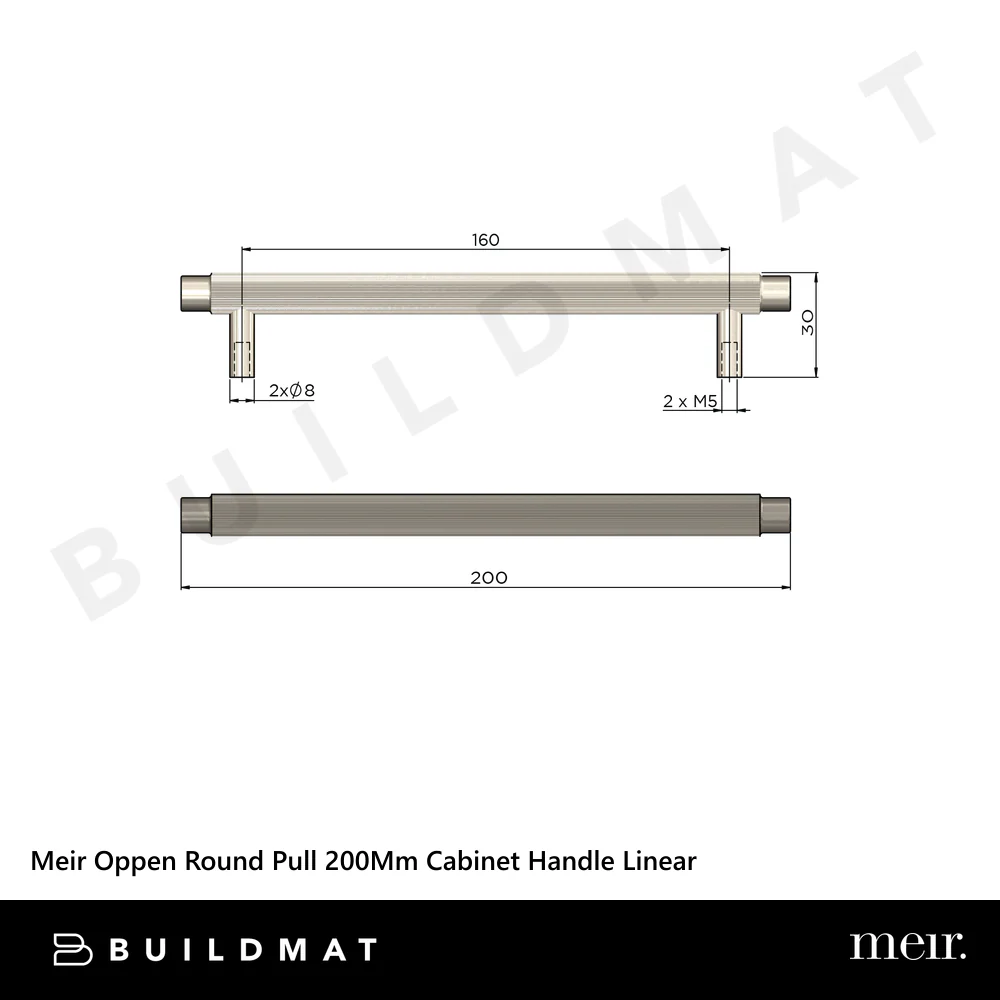 Meir Oppen Round Pull 200mm Cabinet Handle Linear Lustre Bronze - Image 4