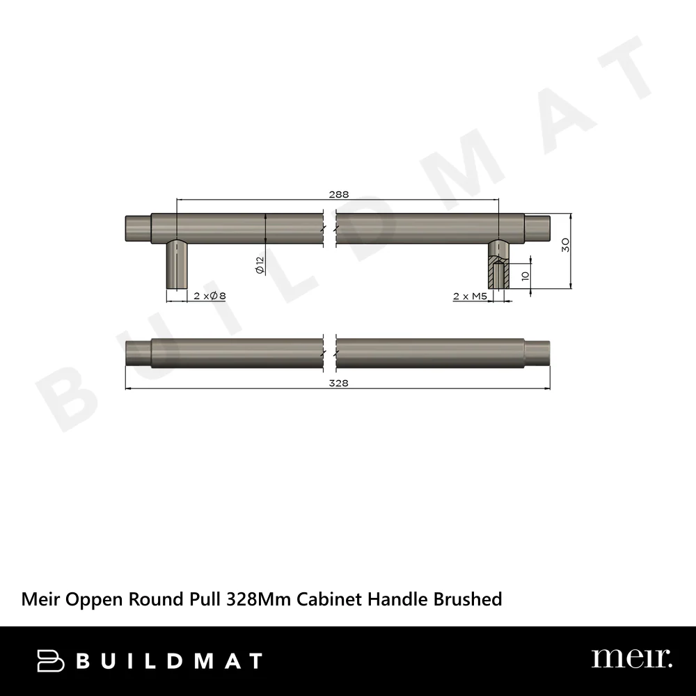 Meir Oppen Round Pull 328mm Cabinet Handle Brushed Brushed Nickel - Image 4