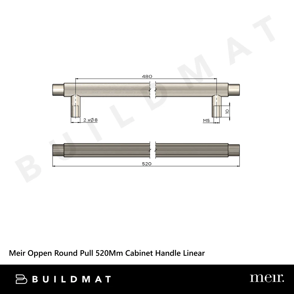 Meir Oppen Round Pull 520mm Cabinet Handle Linear Lustre Bronze - Image 4