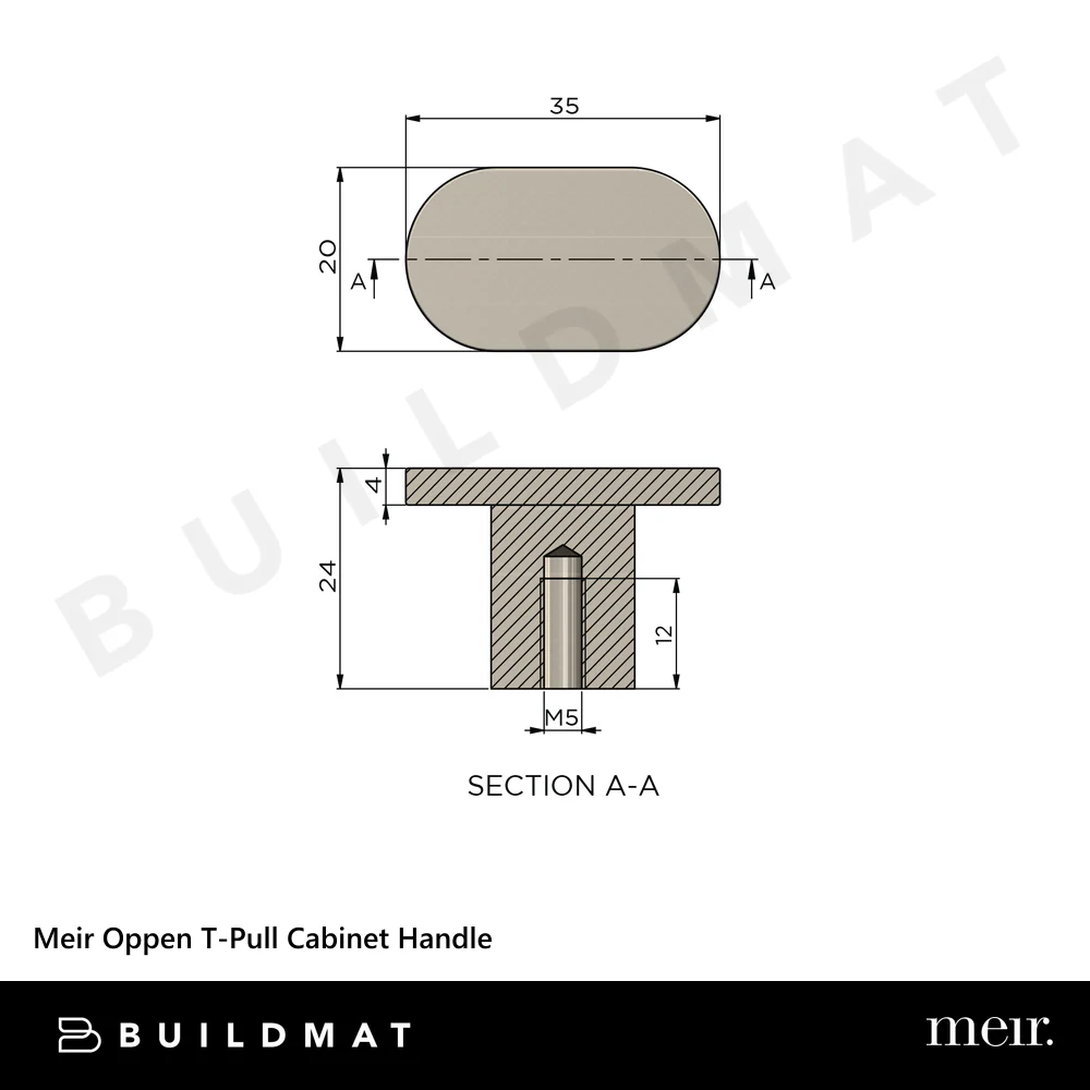 Meir Oppen T-Pull Cabinet Handle Brushed Nickel - Image 4