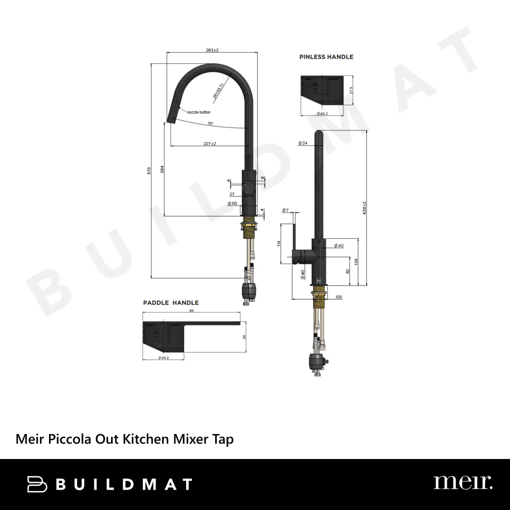 Meir Piccola Pull Out Kitchen Mixer Tap Shadow Gunmetal - Image 4