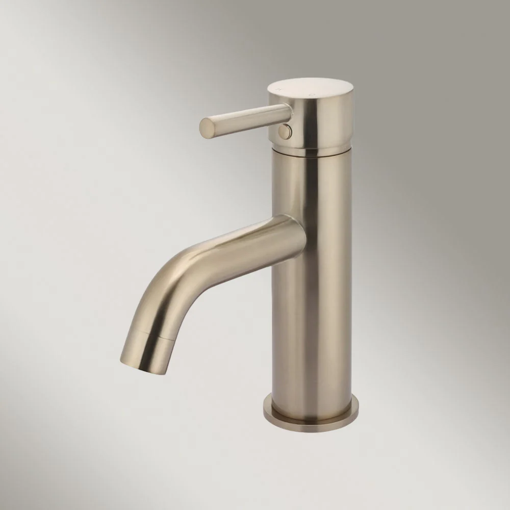 Meir Round Basin Mixer Curved Champagne - Image 2