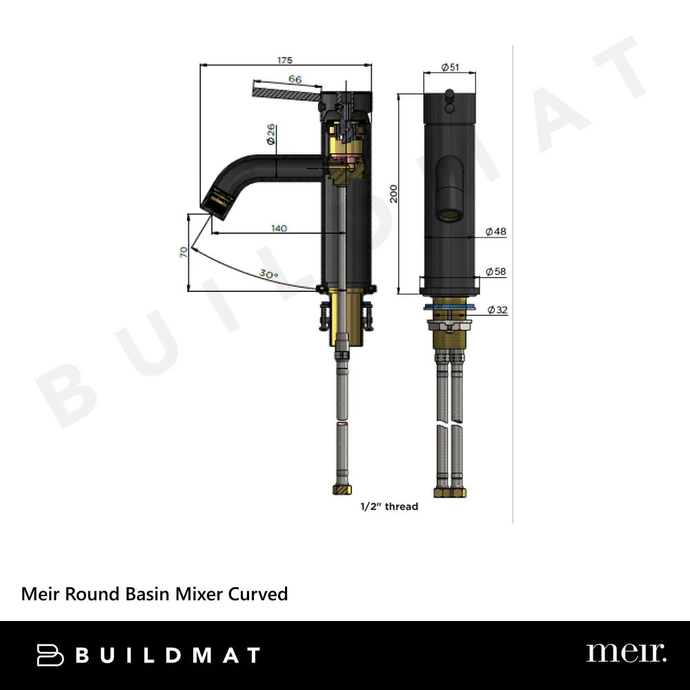 Meir Round Basin Mixer Curved Champagne - Image 4