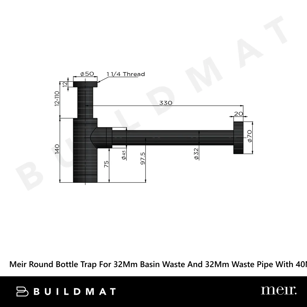 Meir Round Bottle Trap For 32mm Basin Waste And 32mm Waste Pipe With 40mm Adapter Tiger Bronze - Image 4