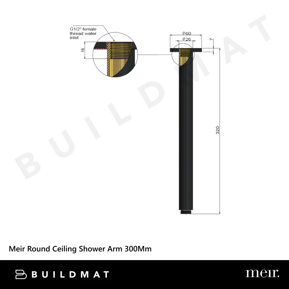Meir Round Ceiling Shower Arm 300mm Tiger Bronze - Image 4