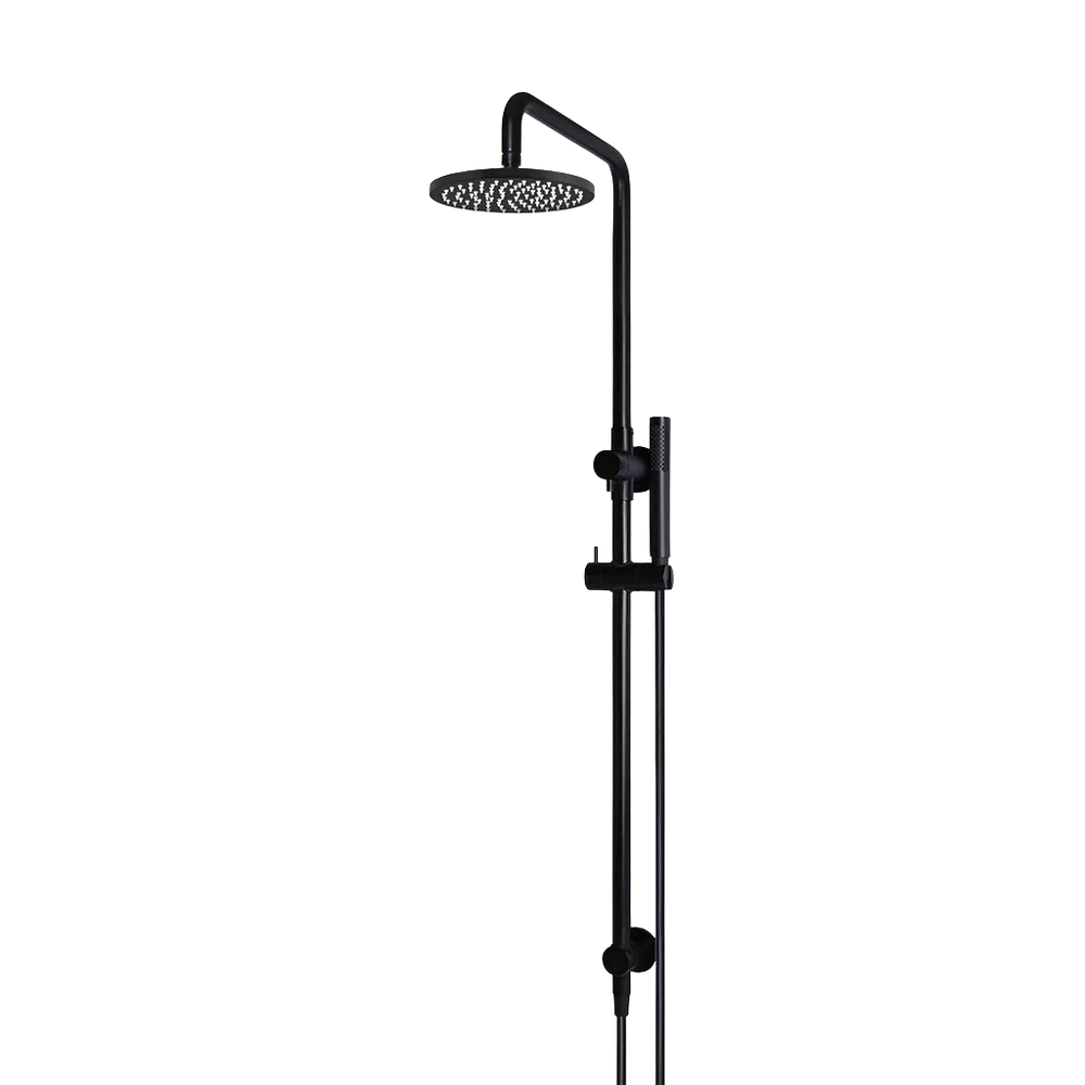 Meir Round Combination Shower Rail 200mm Rose Single Function Hand Shower Matte Black