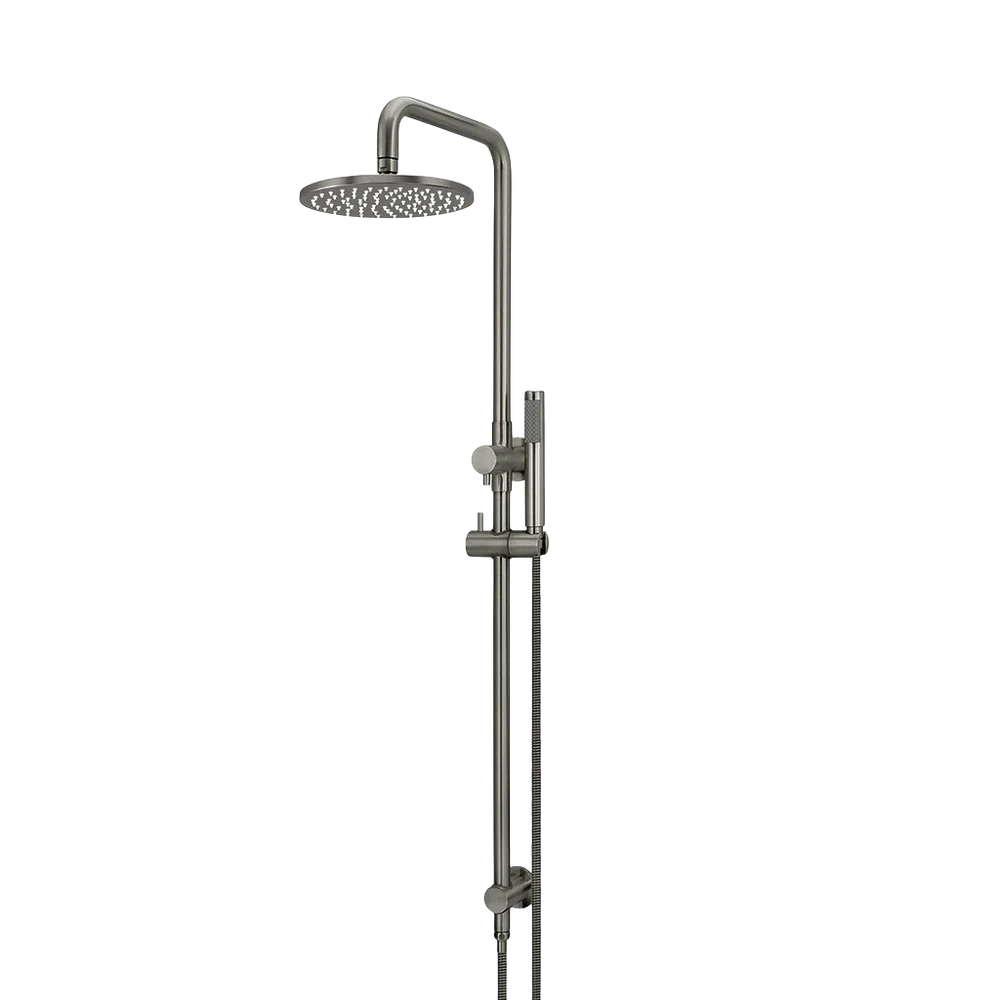 Meir Round Combination Shower Rail 200mm Rose Single Function Hand Shower Shadow Gunmetal