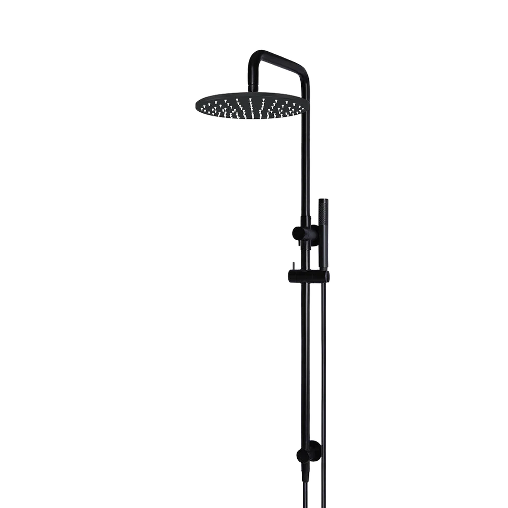 Meir Round Combination Shower Rail 300mm Rose Single Function Hand Shower Matte Black