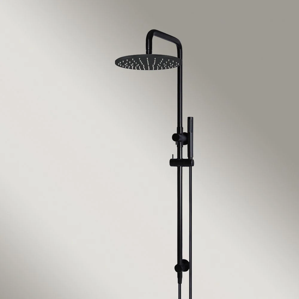Meir Round Combination Shower Rail 300mm Rose Single Function Hand Shower Matte Black - Image 2