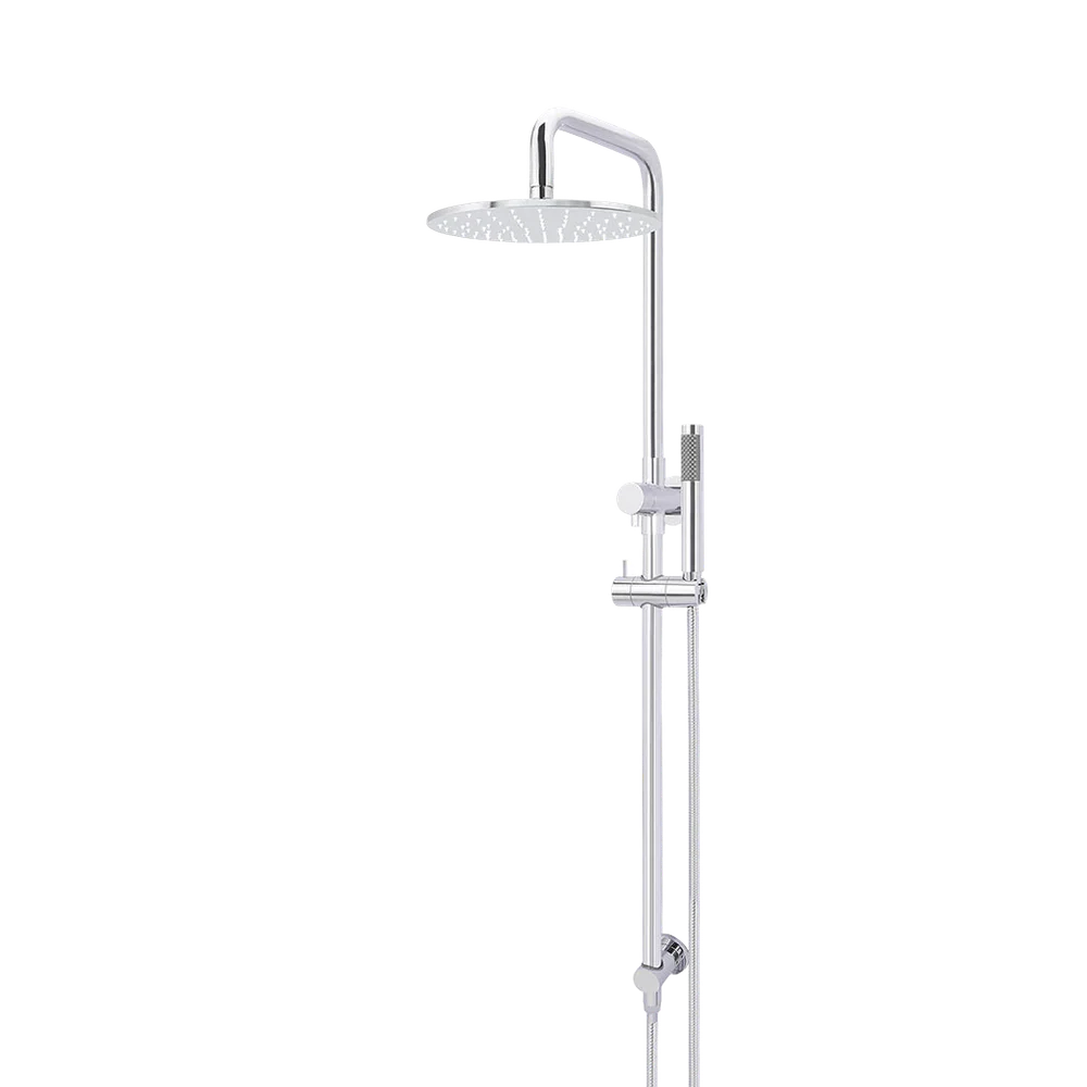 Meir Round Combination Shower Rail 300mm Rose Single Function Hand Shower Polished Chrome