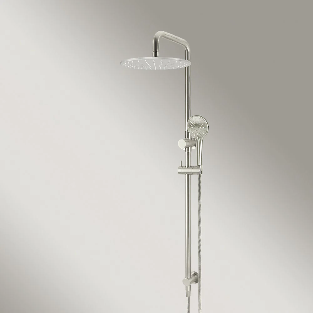 Meir Round Combination Shower Rail 300mm Rose Three Function Hand Shower Brushed Nickel - Image 2