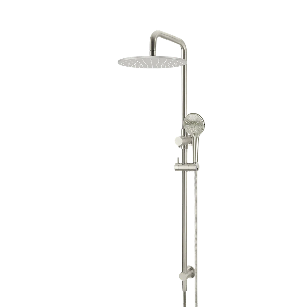 Meir Round Combination Shower Rail 300mm Rose Three Function Hand Shower Brushed Nickel - Image 3