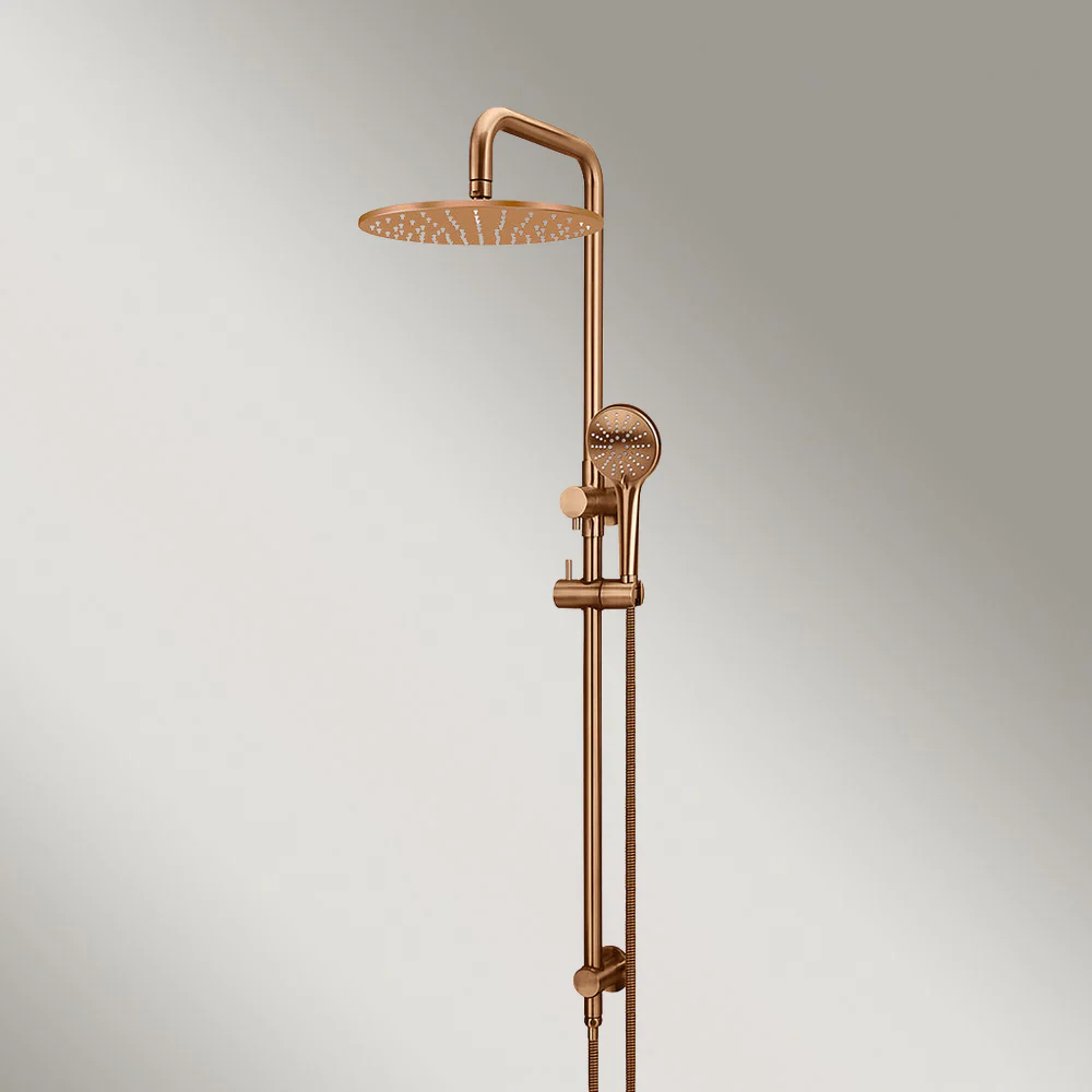 Meir Round Combination Shower Rail 300mm Rose Three Function Hand Shower Lustre Bronze - Image 2