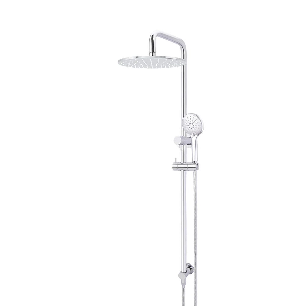 Meir Round Combination Shower Rail 300mm Rose Three Function Hand Shower Polished Chrome
