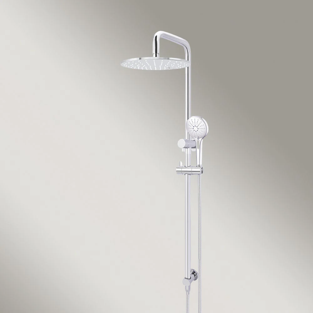 Meir Round Combination Shower Rail 300mm Rose Three Function Hand Shower Polished Chrome - Image 2