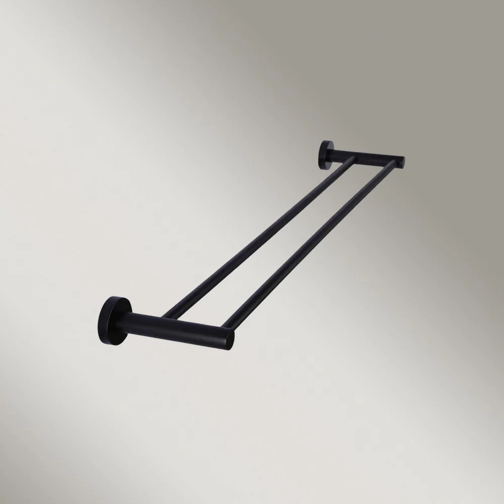 Meir Round Double Towel Rail 600mm Matte Black - Image 2