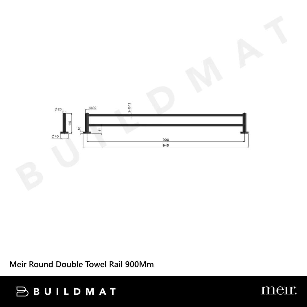 Meir Round Double Towel Rail 900mm Brushed Nickel - Image 4