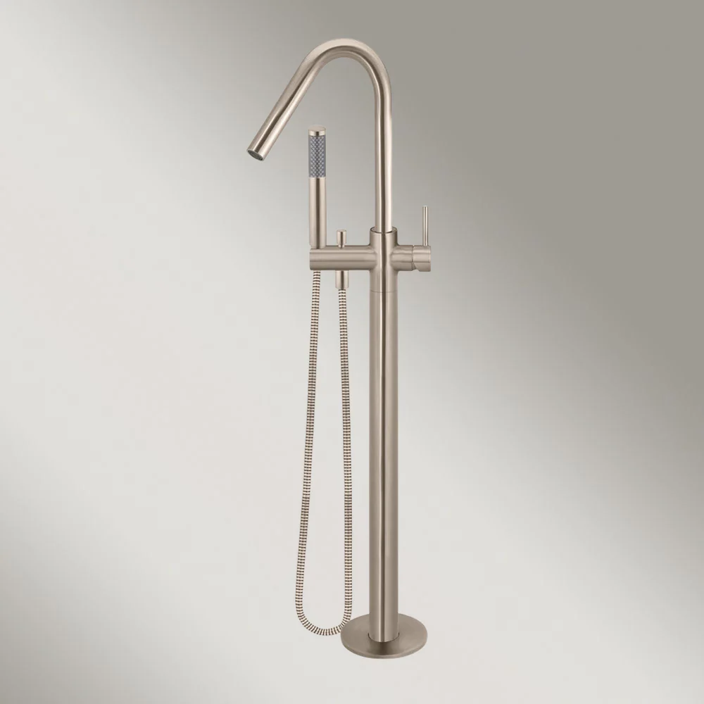 Meir Round Freestanding Bath Spout And Hand Shower Champagne - Image 2