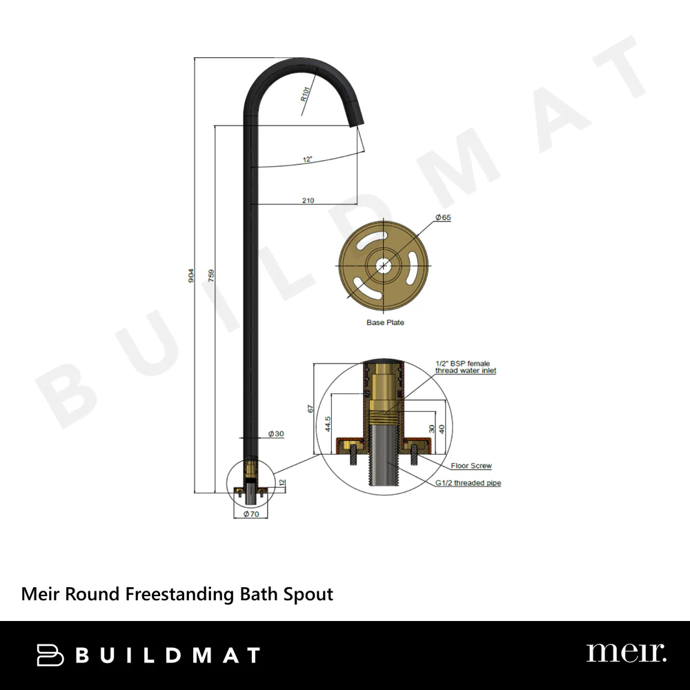 Meir Round Freestanding Bath Spout Brushed Nickel - Image 4
