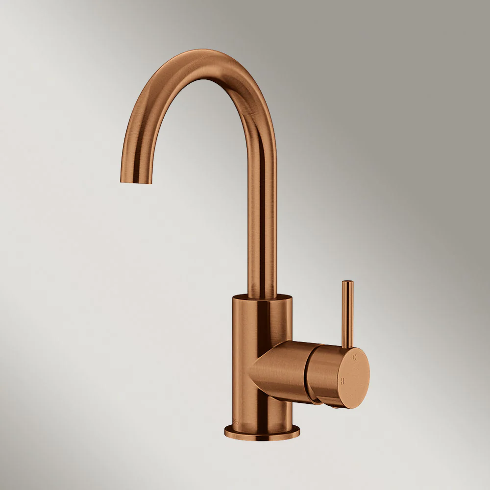 Meir Round Gooseneck Basin Mixer With Cold Start Lustre Bronze - Image 2