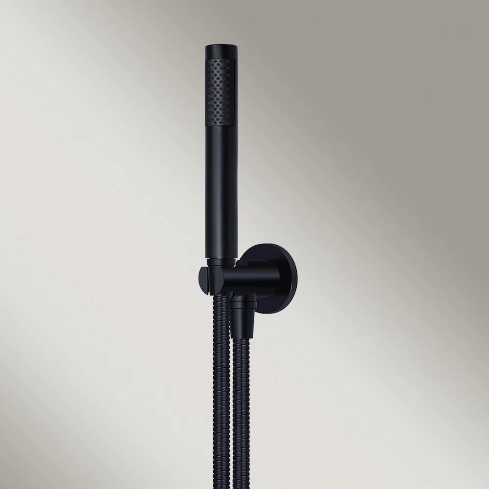 Meir Round Hand Shower On Fixed Bracket Matte Black - Image 2