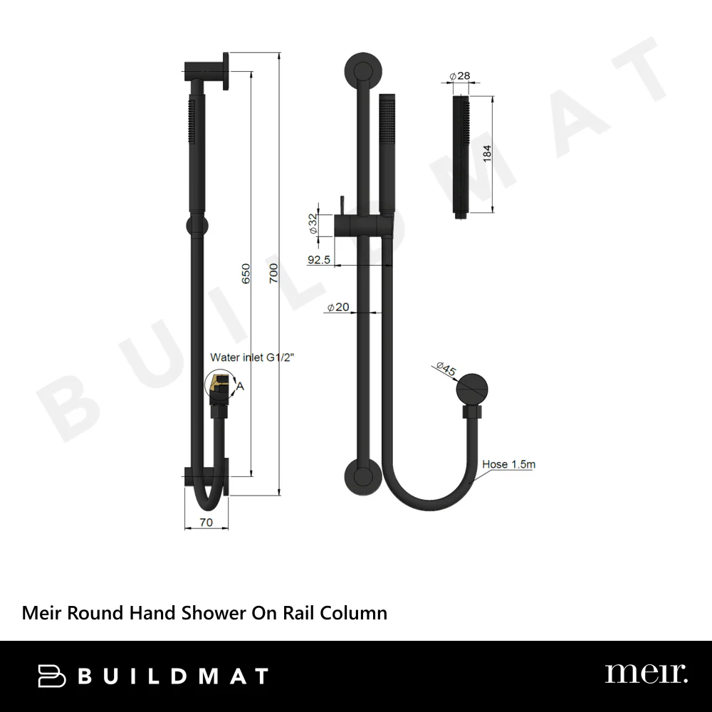 Meir Round Hand Shower On Rail Column Lustre Bronze - Image 4
