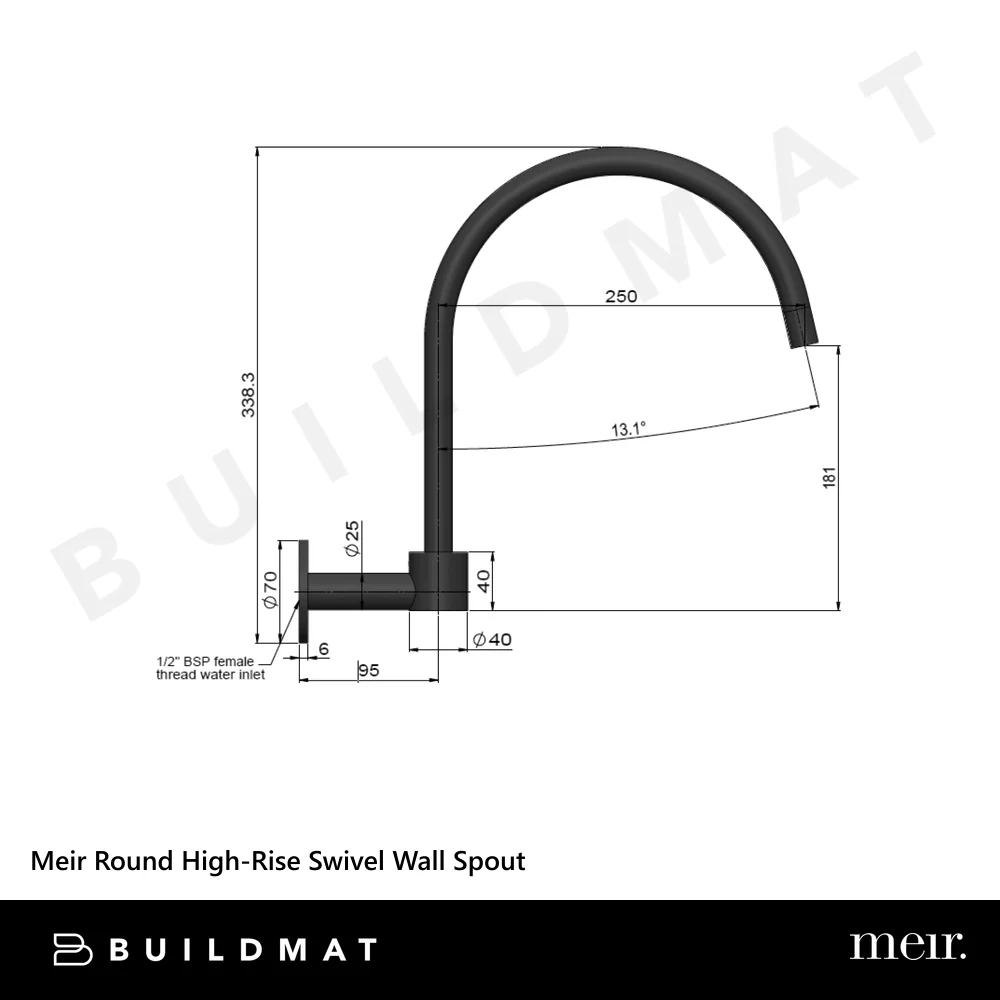 Meir Round High-Rise Swivel Wall Spout Polished Chrome - Image 4