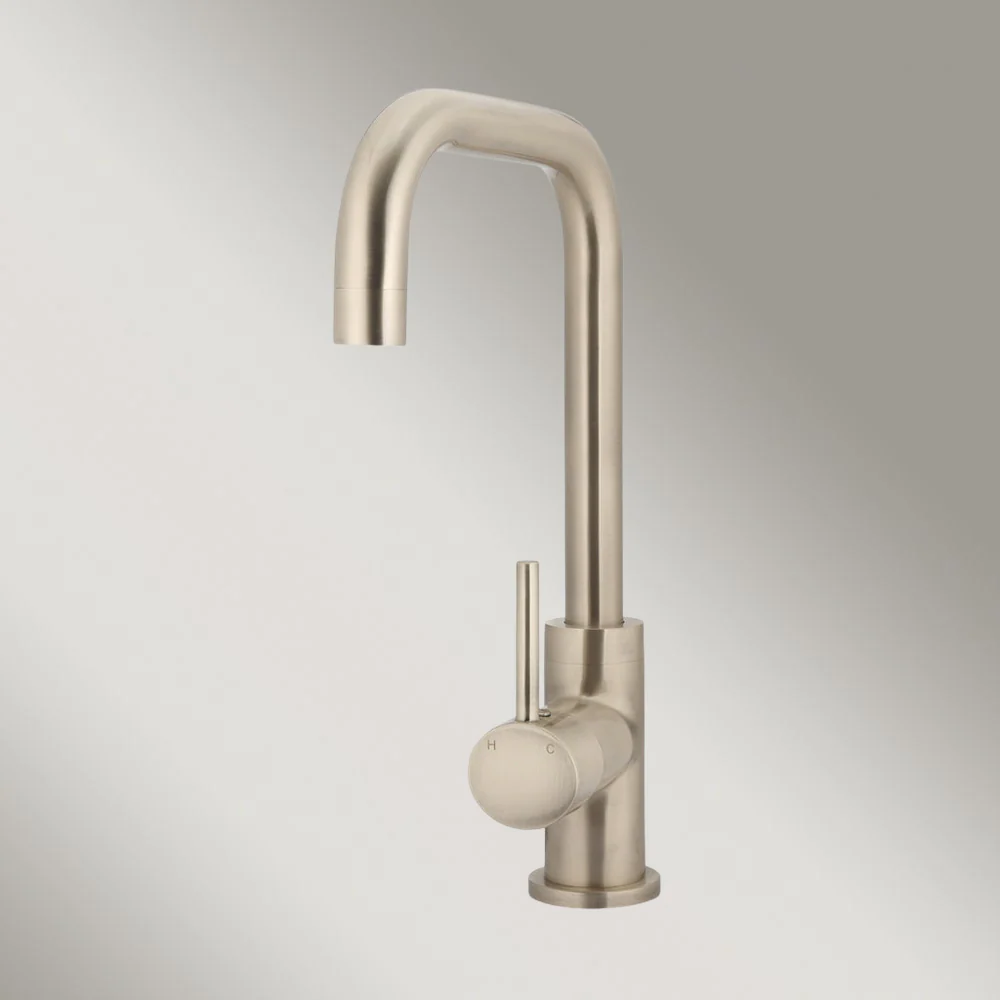 Meir Round Kitchen Mixer Tap Champagne - Image 2