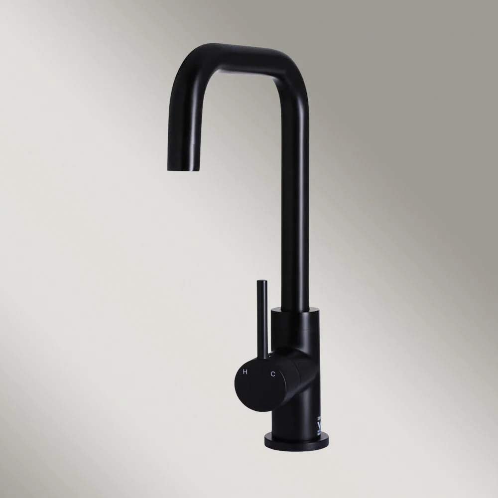 Meir Round Kitchen Mixer Tap Matte Black - Image 2