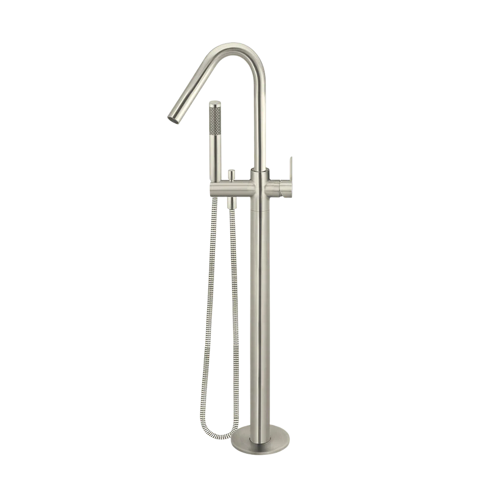 Meir Round Paddle Freestanding Bath Spout And Hand Shower Brushed Nickel - Image 3