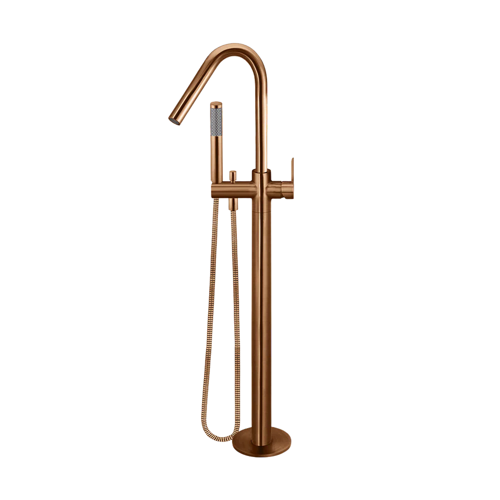 Meir Round Paddle Freestanding Bath Spout And Hand Shower Lustre Bronze - Image 3
