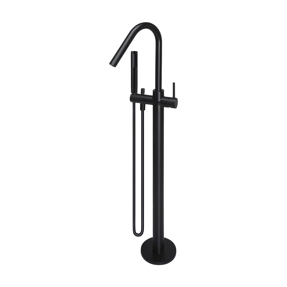 Meir Round Paddle Freestanding Bath Spout And Hand Shower Matte Black