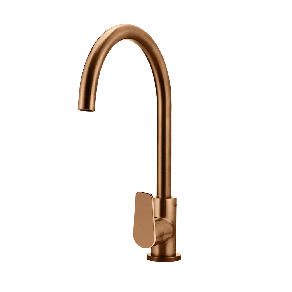Meir Round Paddle Gooseneck Kitchen Mixer Tap Lustre Bronze