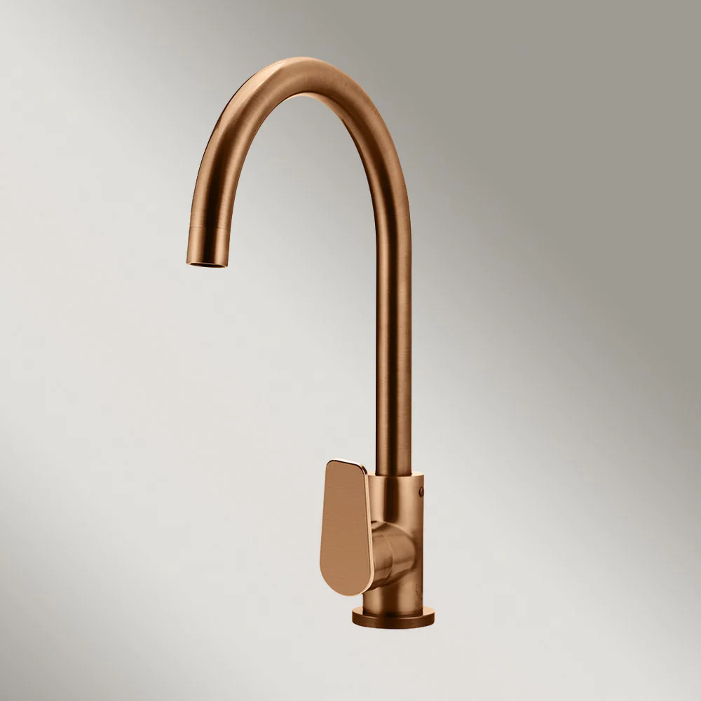 Meir Round Paddle Gooseneck Kitchen Mixer Tap Lustre Bronze - Image 2