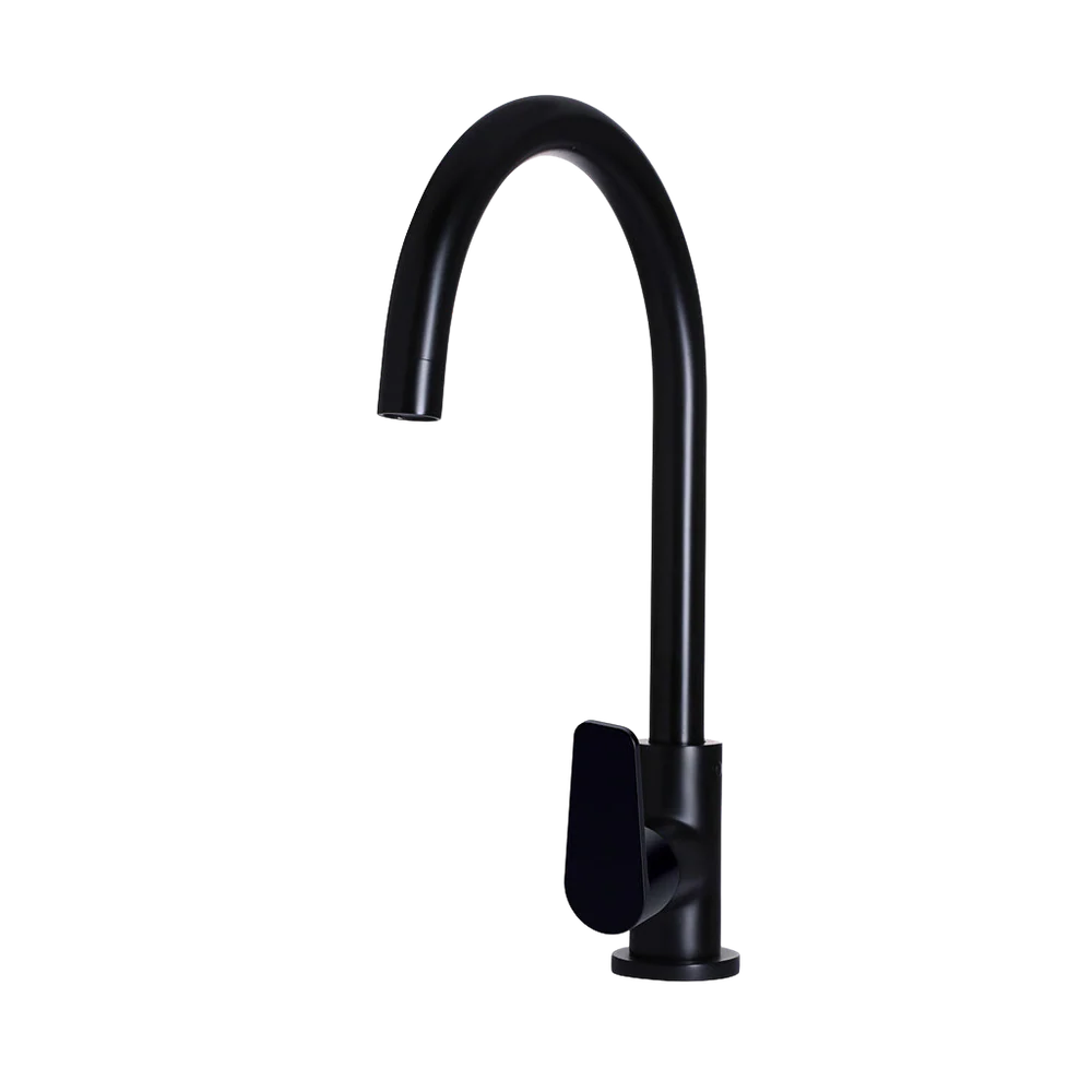 Meir Round Paddle Gooseneck Kitchen Mixer Tap Matte Black