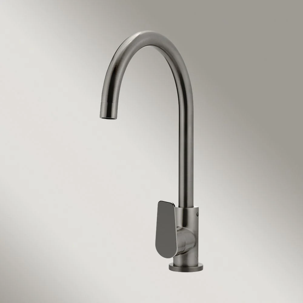 Meir Round Paddle Gooseneck Kitchen Mixer Tap Shadow Gunmetal - Image 2