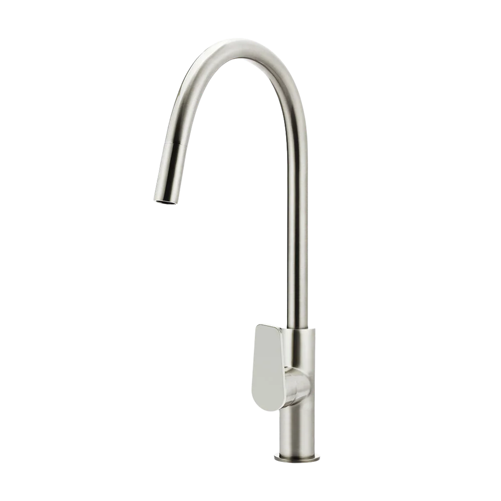 Meir Round Paddle Piccola Pull Out Kitchen Mixer Tap Brushed Nickel