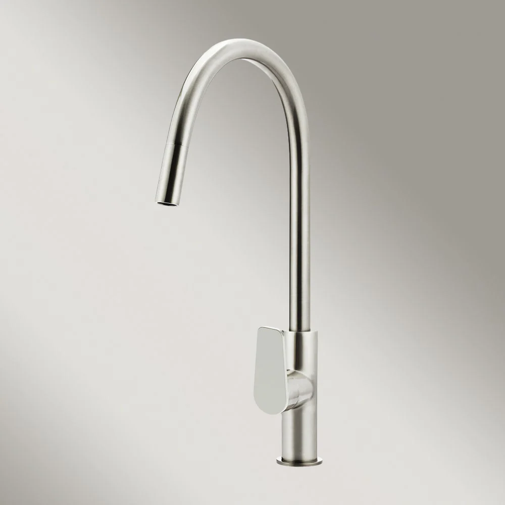 Meir Round Paddle Piccola Pull Out Kitchen Mixer Tap Brushed Nickel - Image 2