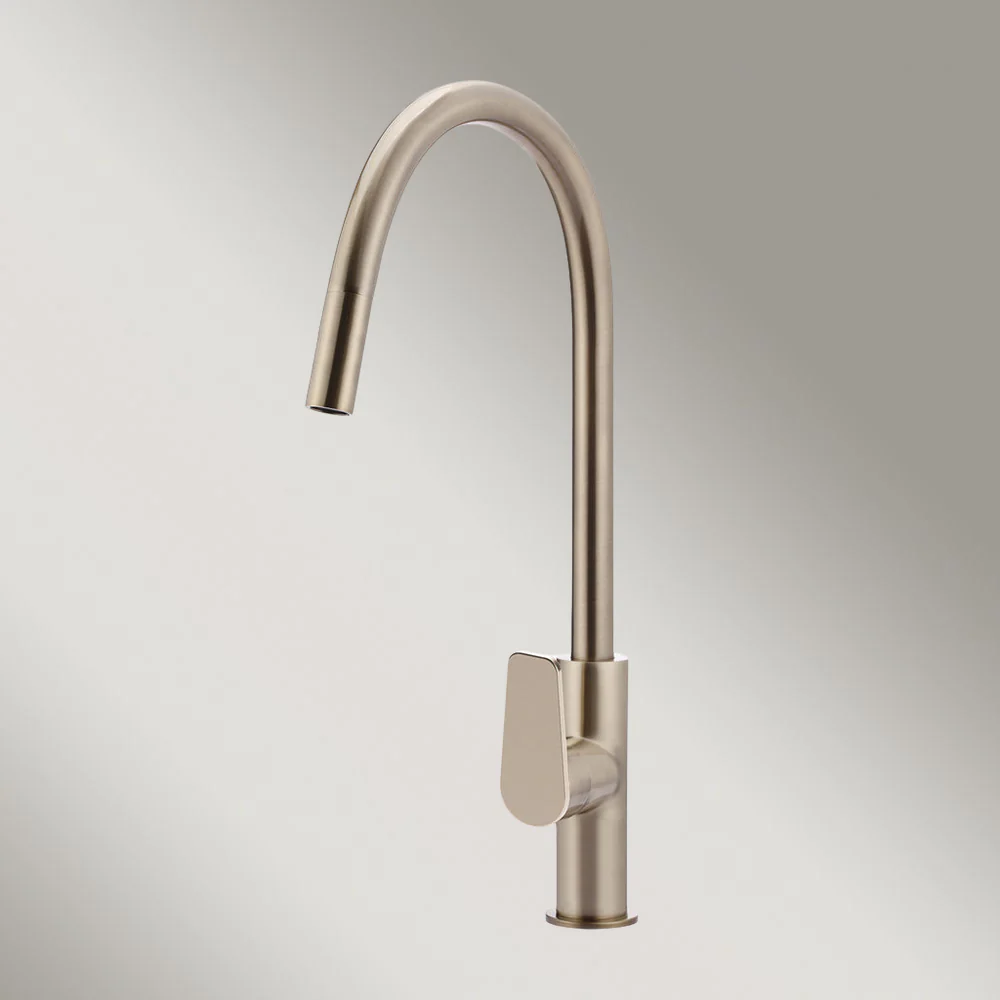 Meir Round Paddle Piccola Pull Out Kitchen Mixer Tap Champagne - Image 2