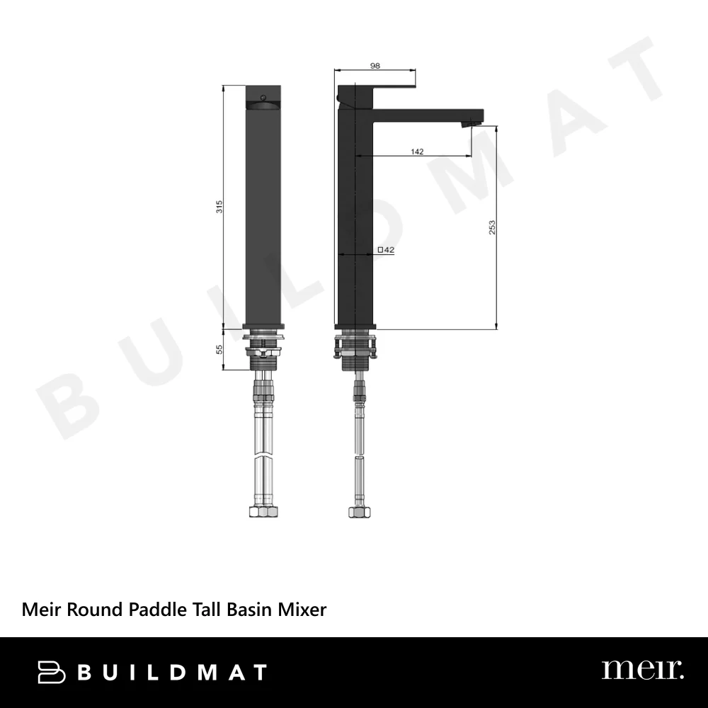 Meir Round Paddle Tall Basin Mixer Shadow Gunmetal - Image 4