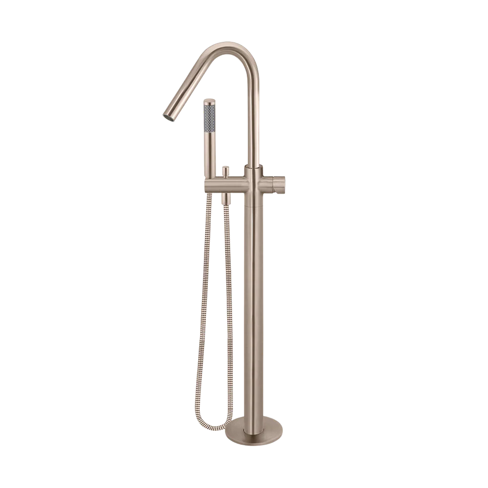 Meir Round Pinless Freestanding Bath Spout And Hand Shower Champagne